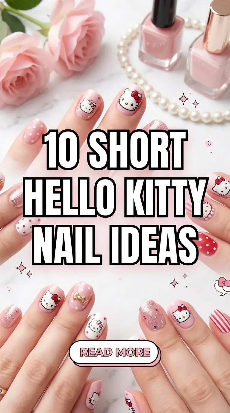 10 Short Hello Kitty Nail Ideas