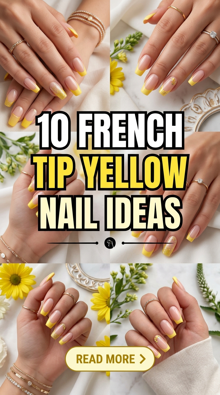 10 French Tip Yellow Nail Ideas