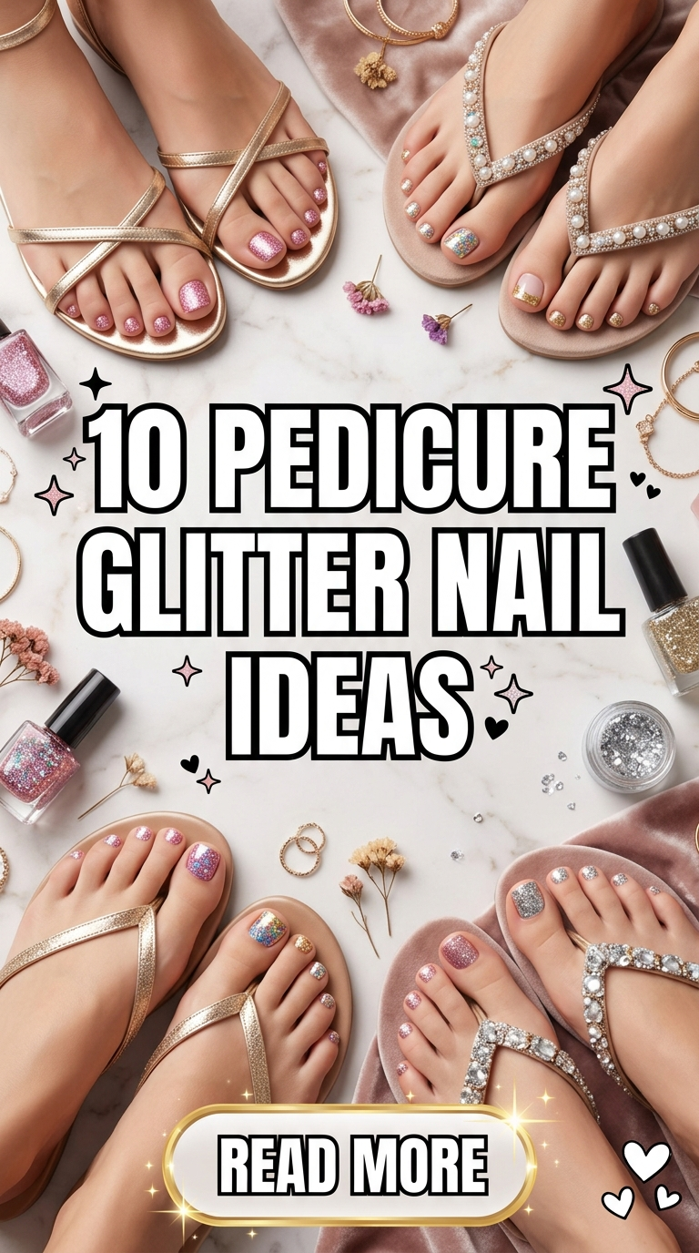 10 Pedicure Glitter Nail Ideas