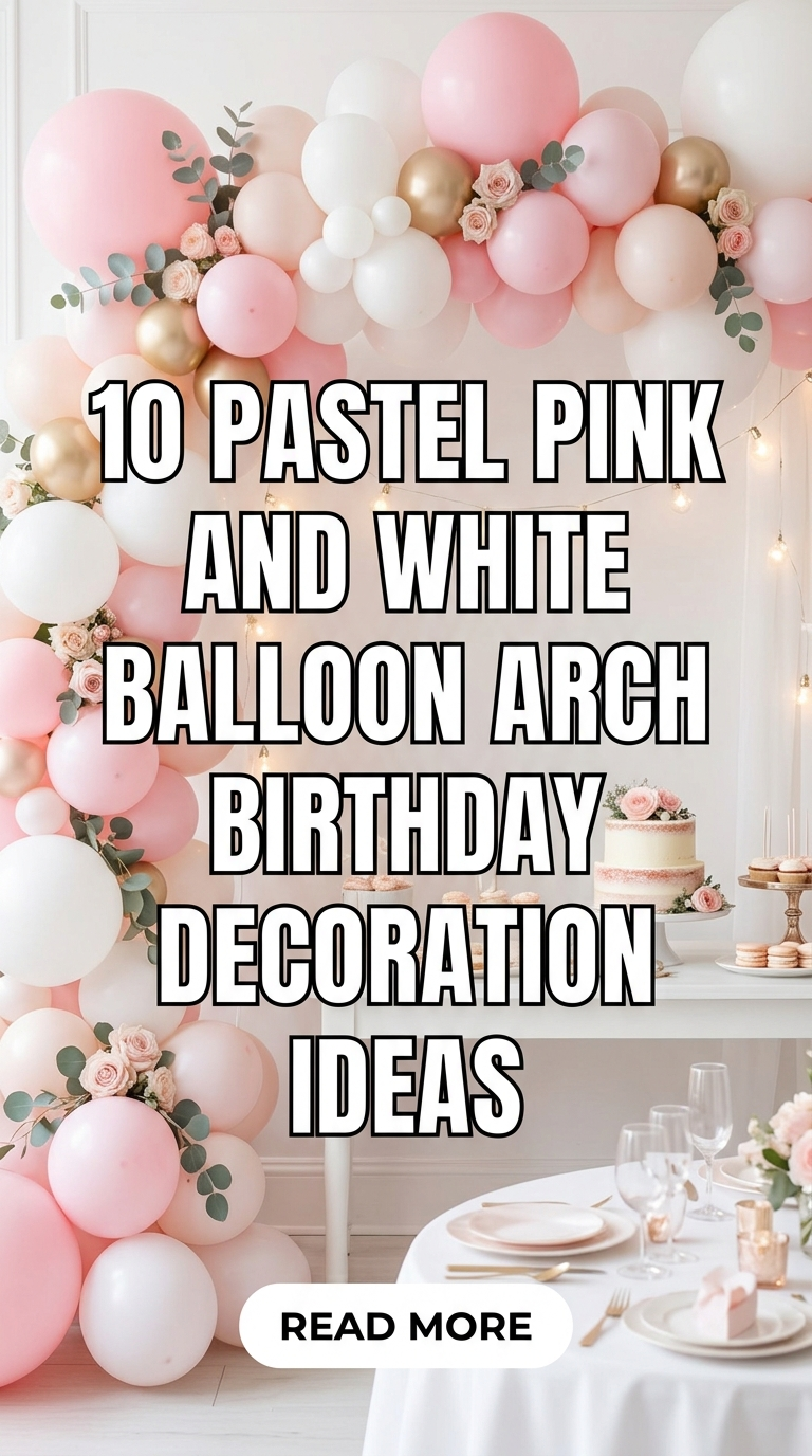 10 Pastel Pink and White Balloon Arch Birthday Decoration Ideas