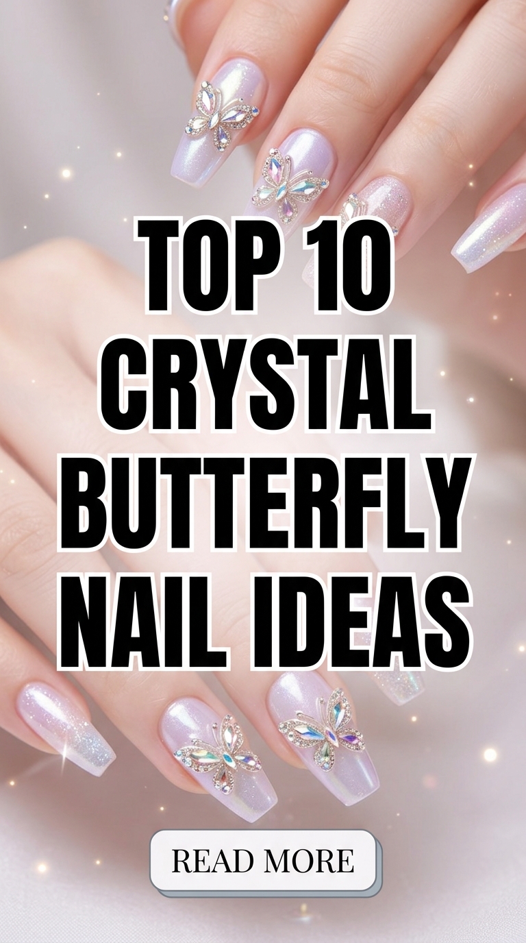 Top 10 Crystal Butterfly Nail Ideas