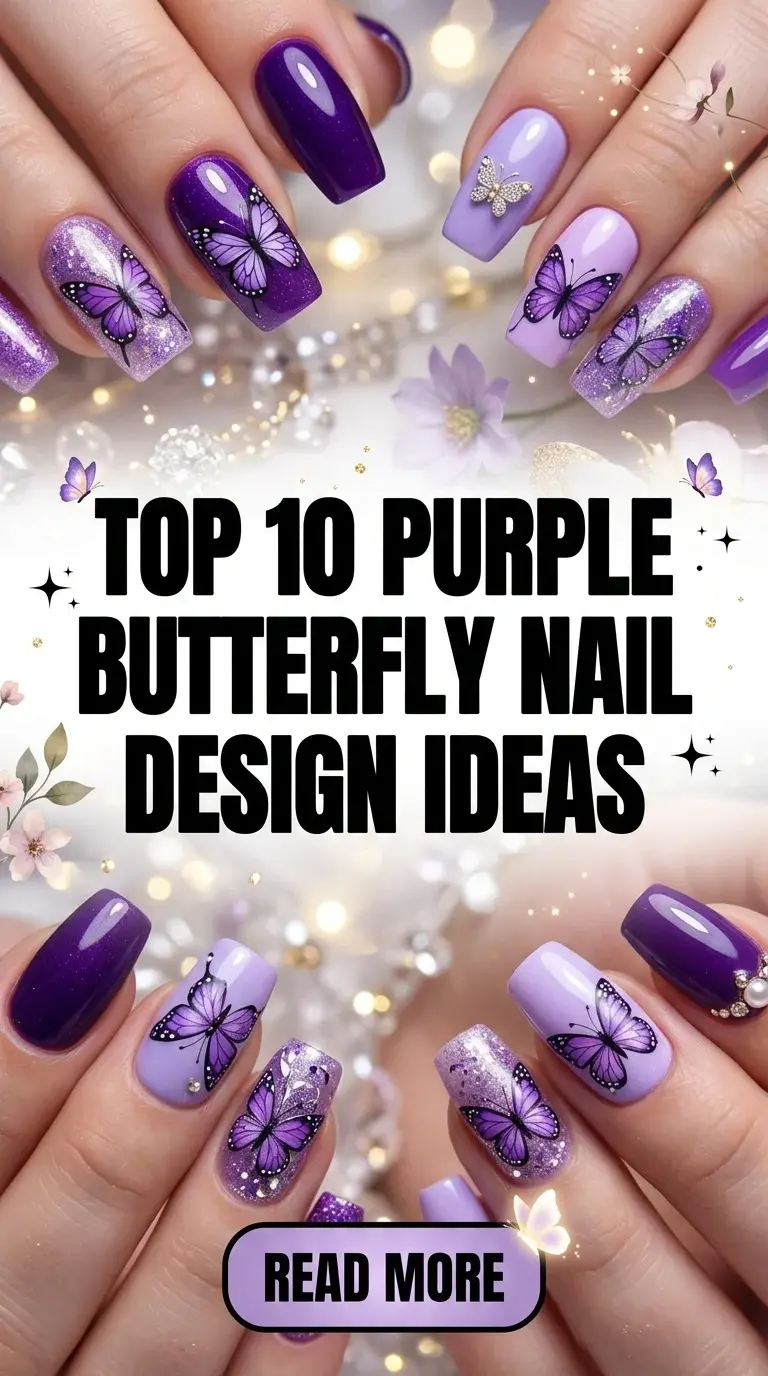 Top 10 Purple Butterfly Nail Design Ideas